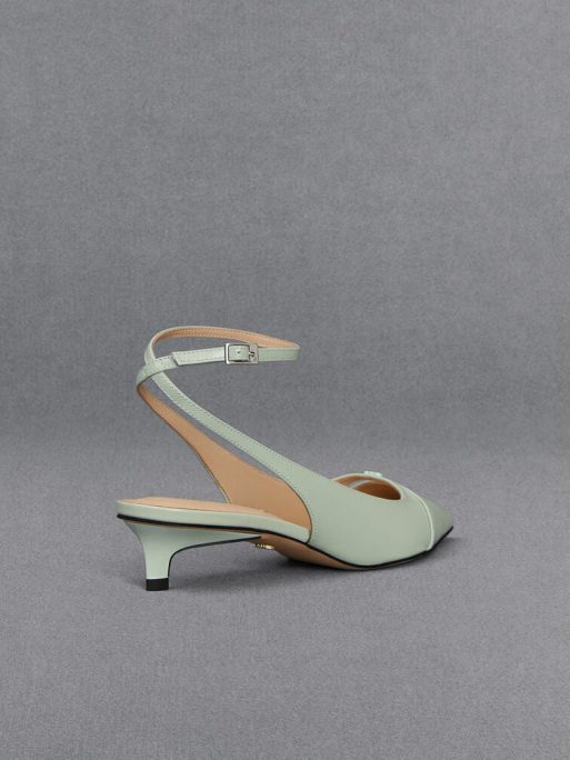 C&K Leather Kitten-Heel Pumps - Mint Green - Image 4