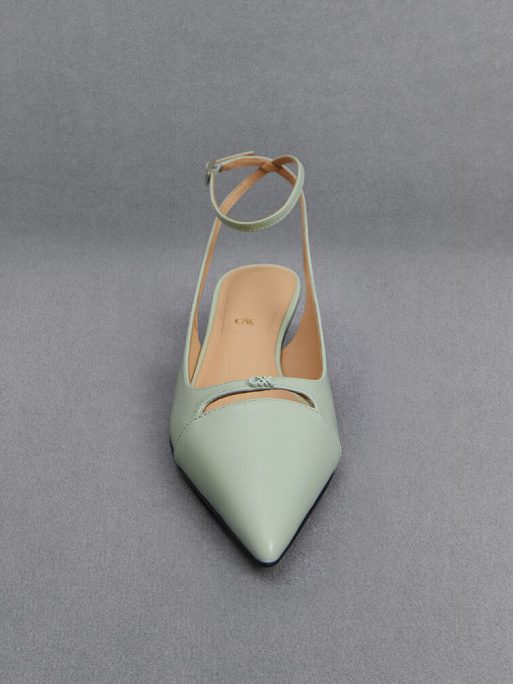 C&K Leather Kitten-Heel Pumps - Mint Green - Image 5