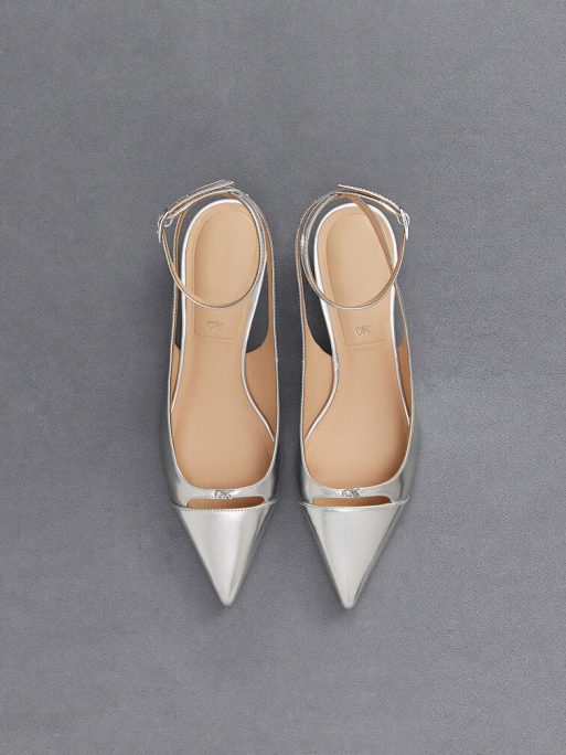 C&K Metallic Leather Kitten-Heel Pumps - Silver - Image 5
