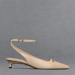 C&K Leather Kitten-Heel Pumps - Beige