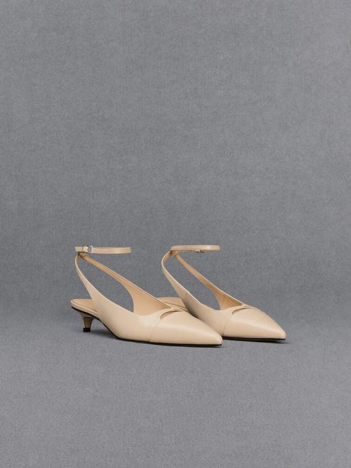 C&K Leather Kitten-Heel Pumps - Beige - Image 3
