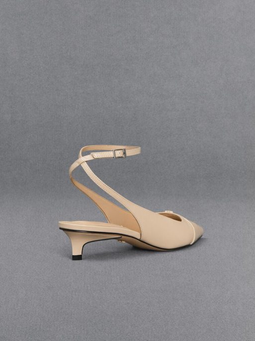 C&K Leather Kitten-Heel Pumps - Beige - Image 4