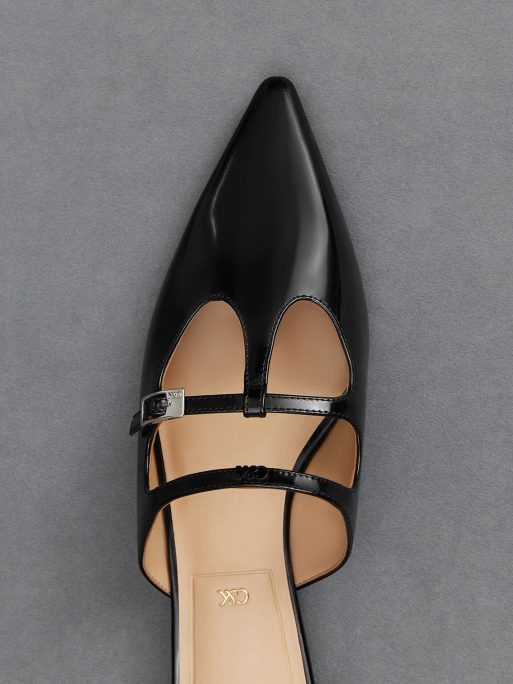 C&K Leather T-Bar Double-Strap Mules - Black Box - Image 5