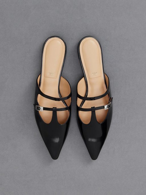 C&K Leather T-Bar Double-Strap Mules - Black Box - Image 6