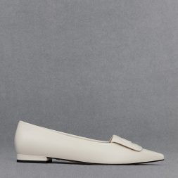 C&K Leather Pointed-Toe Flats - White