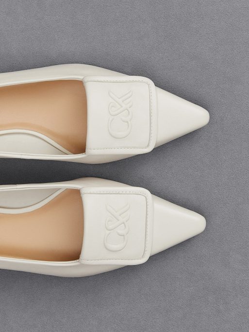C&K Leather Pointed-Toe Flats - White - Image 5