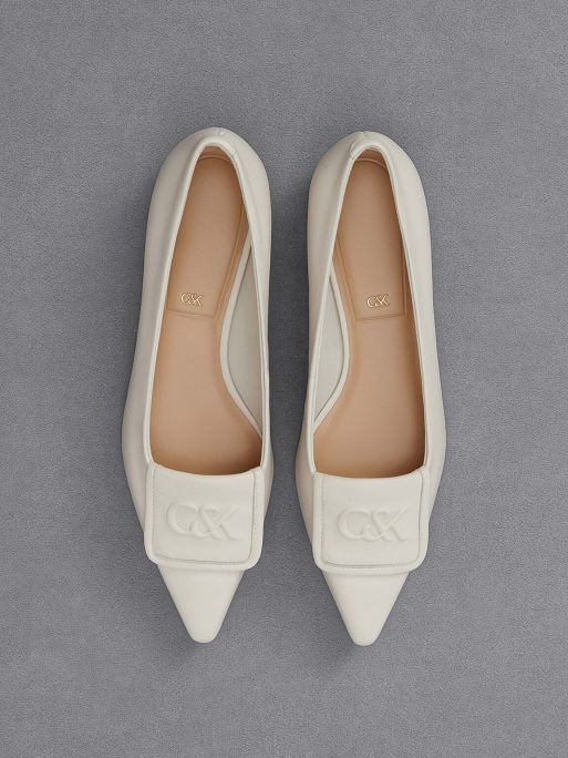 C&K Leather Pointed-Toe Flats - White - Image 6
