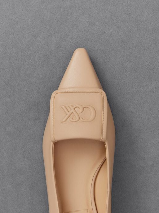 C&K Leather Pointed-Toe Flats - Nude - Image 5