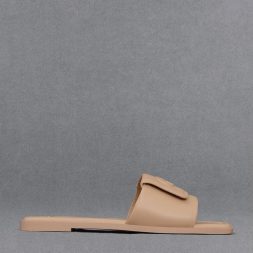 C&K Leather Slide Sandals - Nude