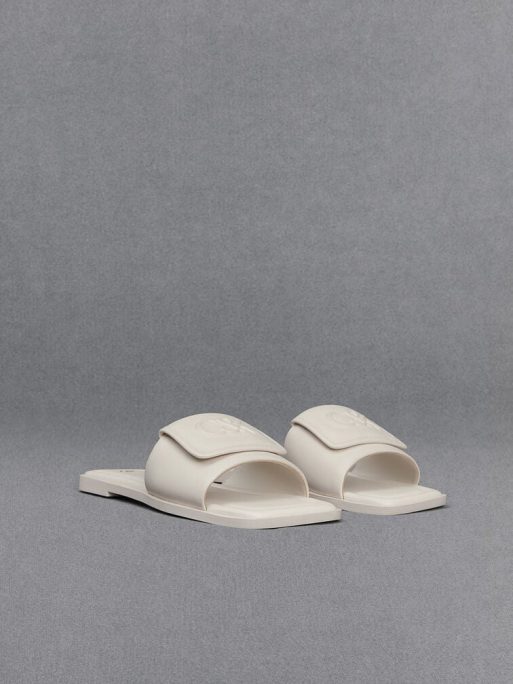 C&K Leather Slide Sandals - White - Image 3