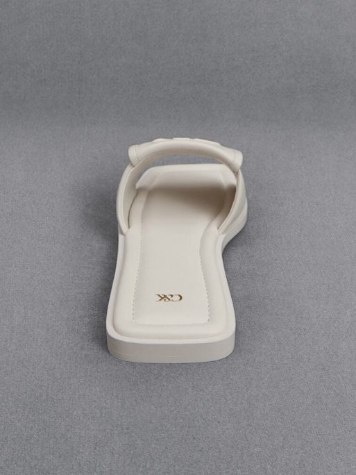 C&K Leather Slide Sandals - White - Image 4