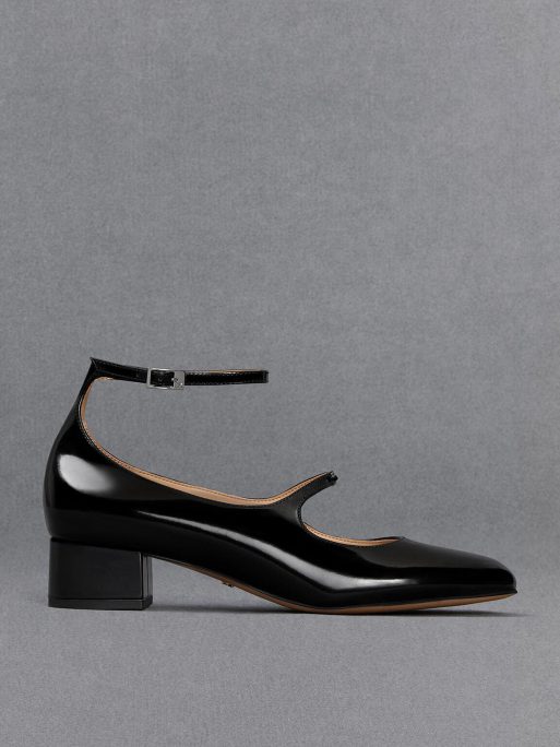 C&K Claire Leather Mary Jane Pumps - Black Box