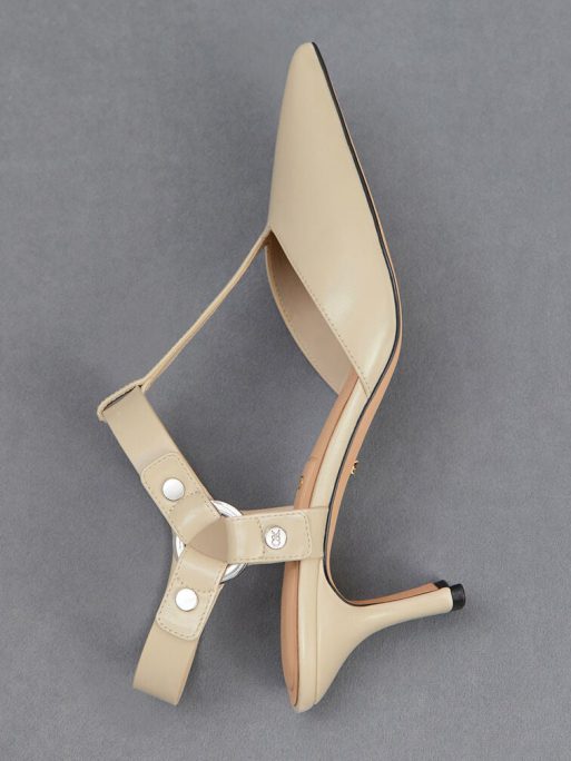 C&K Leather Buckled T-Bar Pumps - Chalk - Image 5