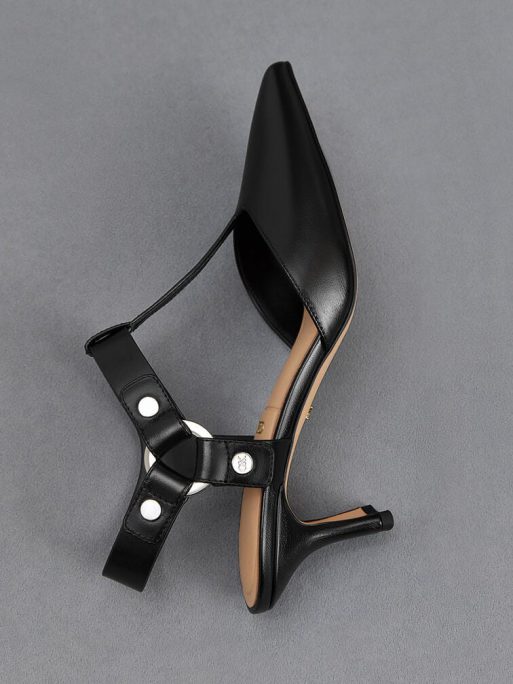 C&K Leather Buckled T-Bar Pumps - Black - Image 5