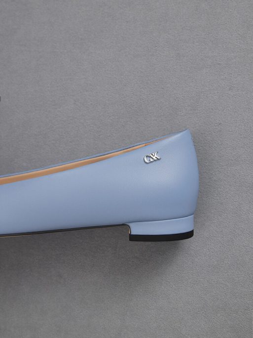 C&K Leather Monogram Tie-Around Ballet Flats - Light Blue - Image 5