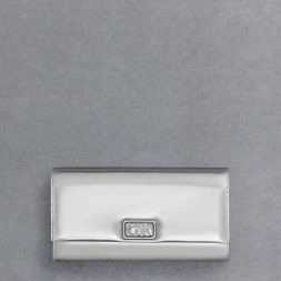 C&K Leather Metallic Chain-Strap Wallet - Silver