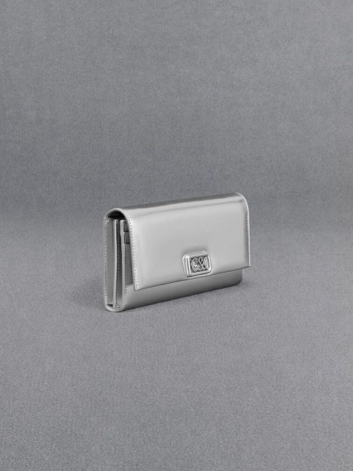 C&K Leather Metallic Chain-Strap Wallet - Silver - Image 4