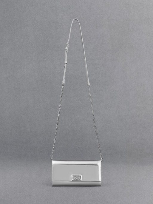C&K Leather Metallic Chain-Strap Wallet - Silver - Image 5