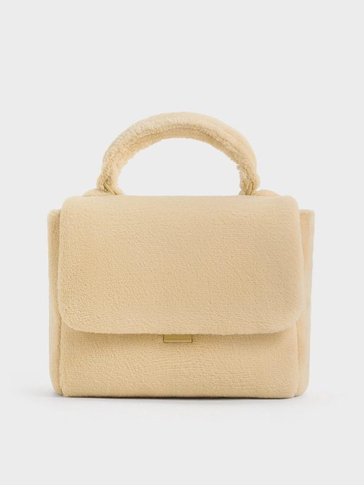 C&K Loey Textured Top Handle Bag - Beige