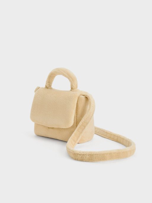 C&K Loey Textured Top Handle Bag - Beige - Image 3