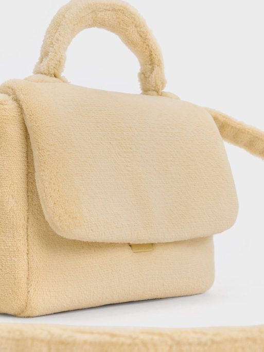 C&K Loey Textured Top Handle Bag - Beige - Image 5