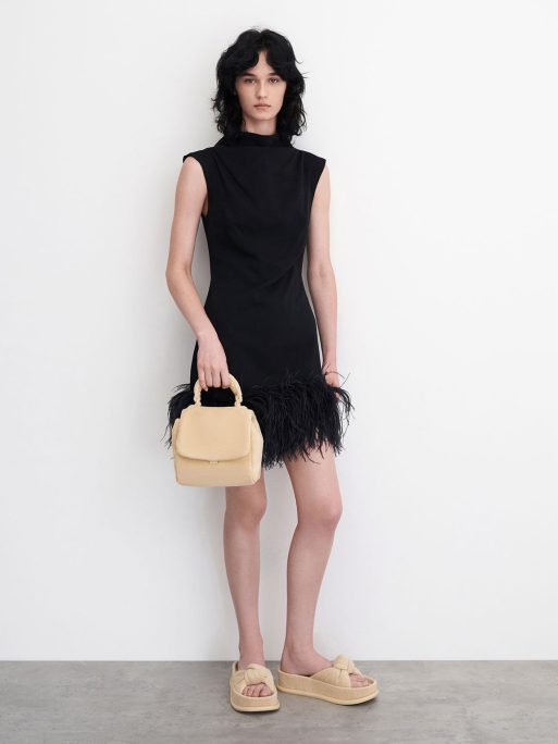 C&K Loey Textured Top Handle Bag - Beige - Image 6