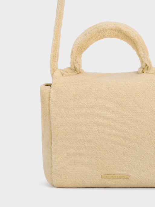 C&K Loey Textured Top Handle Bag - Beige - Image 7