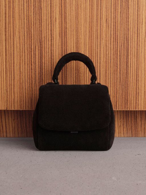 C&K Loey Textured Top Handle Bag - Jet Black - Image 3