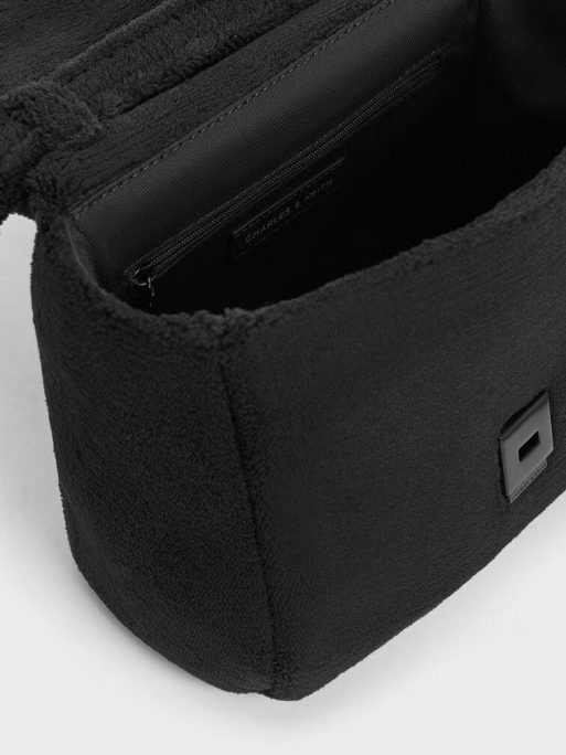 C&K Loey Textured Top Handle Bag - Jet Black - Image 7