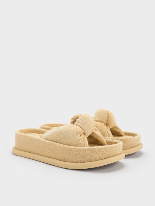C&K Loey Textured Knotted Slides - Beige - Image 3