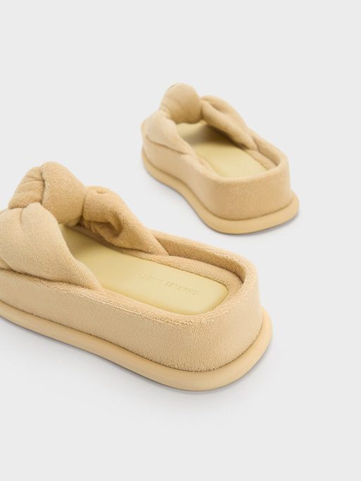 C&K Loey Textured Knotted Slides - Beige - Image 5