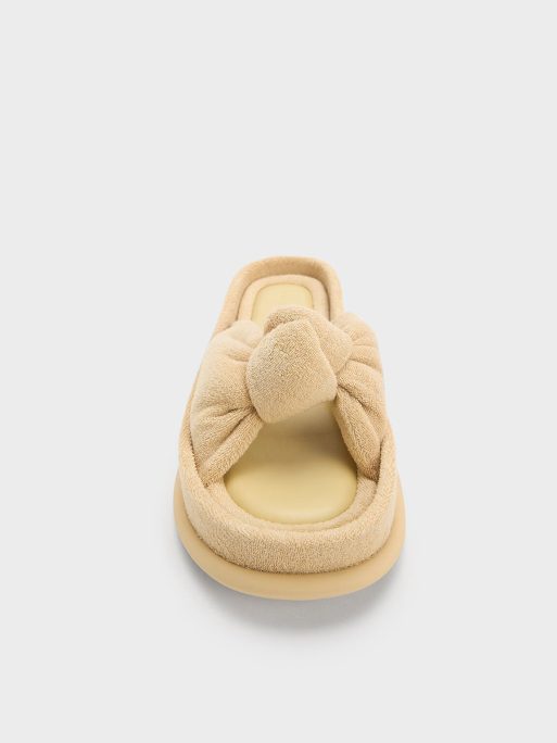 C&K Loey Textured Knotted Slides - Beige - Image 7