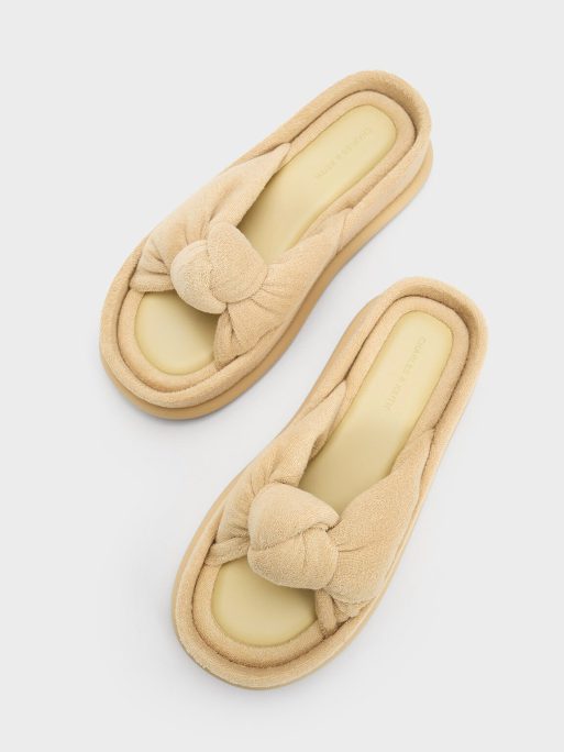 C&K Loey Textured Knotted Slides - Beige - Image 8