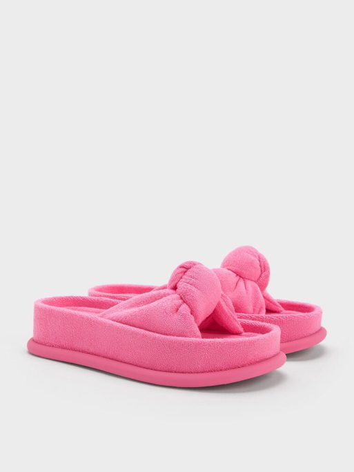 C&K Loey Textured Knotted Slides - Pink - Image 3