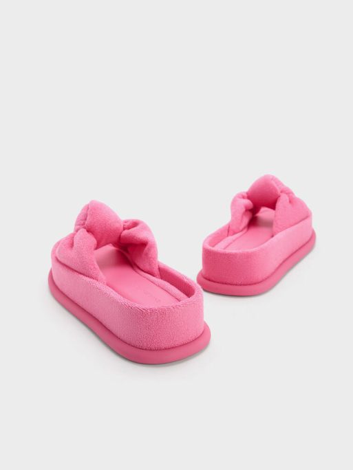 C&K Loey Textured Knotted Slides - Pink - Image 5