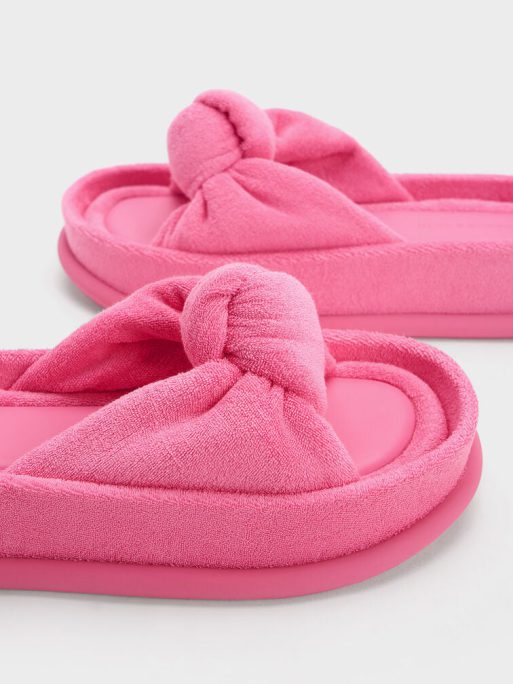 C&K Loey Textured Knotted Slides - Pink - Image 6
