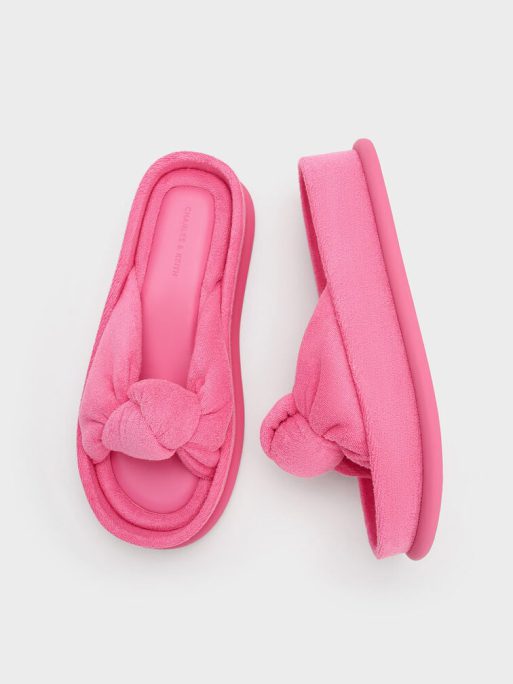 C&K Loey Textured Knotted Slides - Pink - Image 7