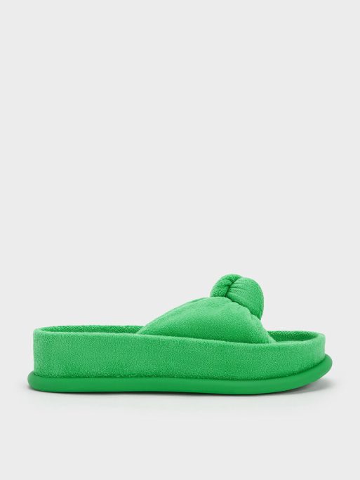 C&K Loey Textured Knotted Slides - Green