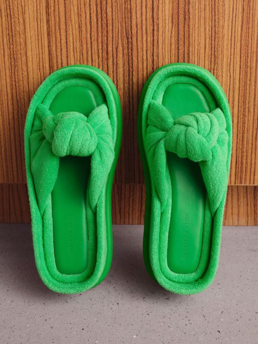 C&K Loey Textured Knotted Slides - Green - Image 3
