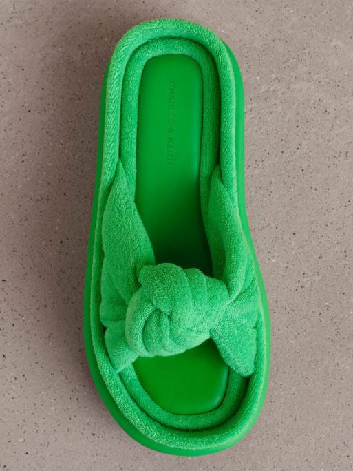 C&K Loey Textured Knotted Slides - Green - Image 6