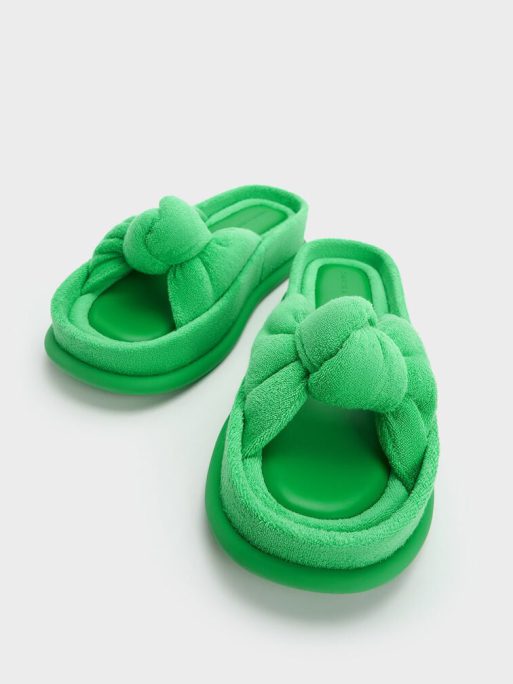 C&K Loey Textured Knotted Slides - Green - Image 7