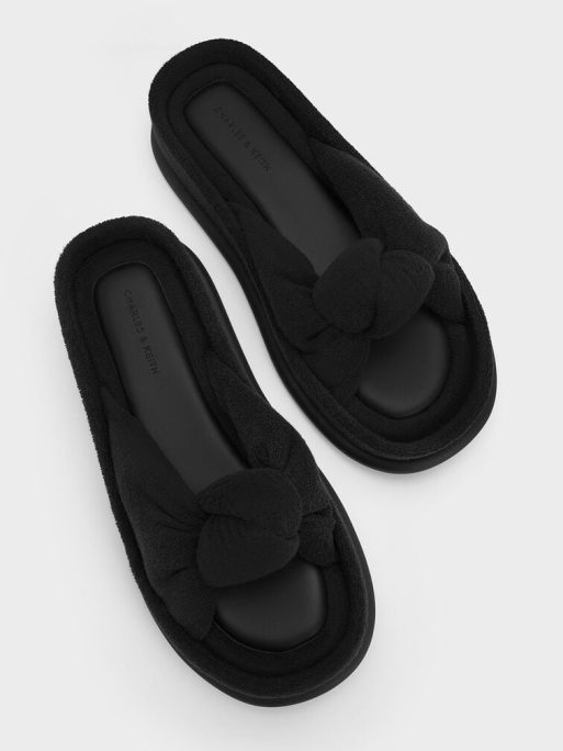 C&K Loey Textured Knotted Slides - Black Textured - Image 8