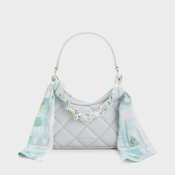 C&K Mini Alcott Scarf Handle Quilted Bag - Light Grey