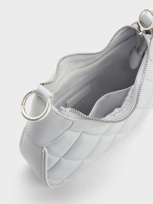 C&K Mini Alcott Scarf Handle Quilted Bag - Light Grey - Image 6