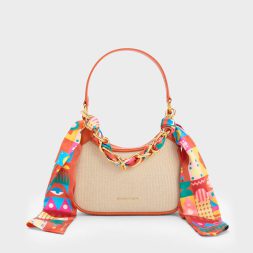C&K Mini Alcott Scarf Handle Canvas Bag - Orange