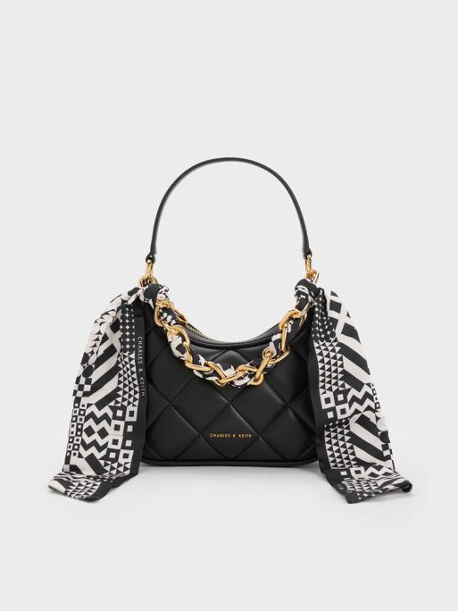C&K Mini Alcott Scarf Handle Quilted Bag - Black