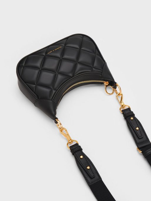 C&K Mini Alcott Scarf Handle Quilted Bag - Black - Image 4