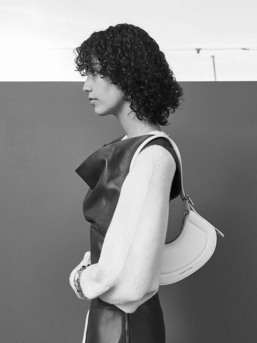 C&K Petra Curved Shoulder Bag - White - Image 4