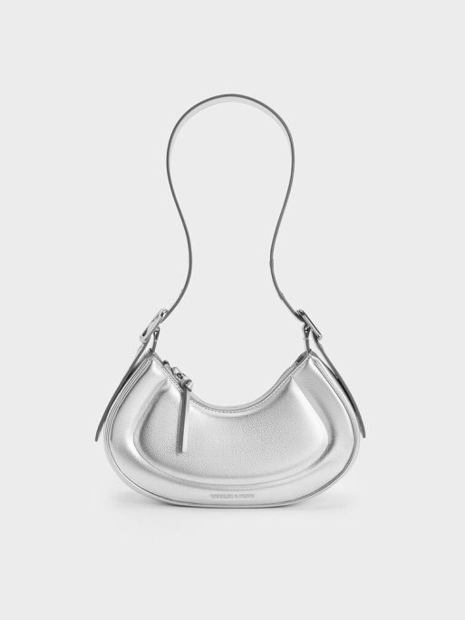 C&K Petra Curved Shoulder Bag - Silver