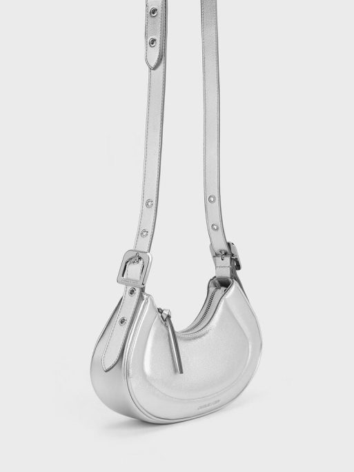 C&K Petra Curved Shoulder Bag - Silver - Image 3